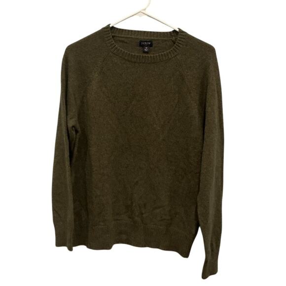 J.CREW Mens Lambs Wool Blend Crewneck Sweater Size Medium Hunter Green Preppy - Picture 1 of 7